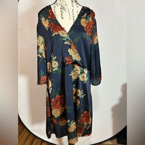 Floral Dress in Navy and Orange